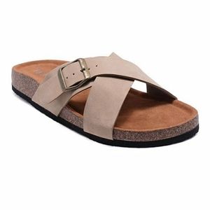 Taupe Criss Cross Buckle Sandal
